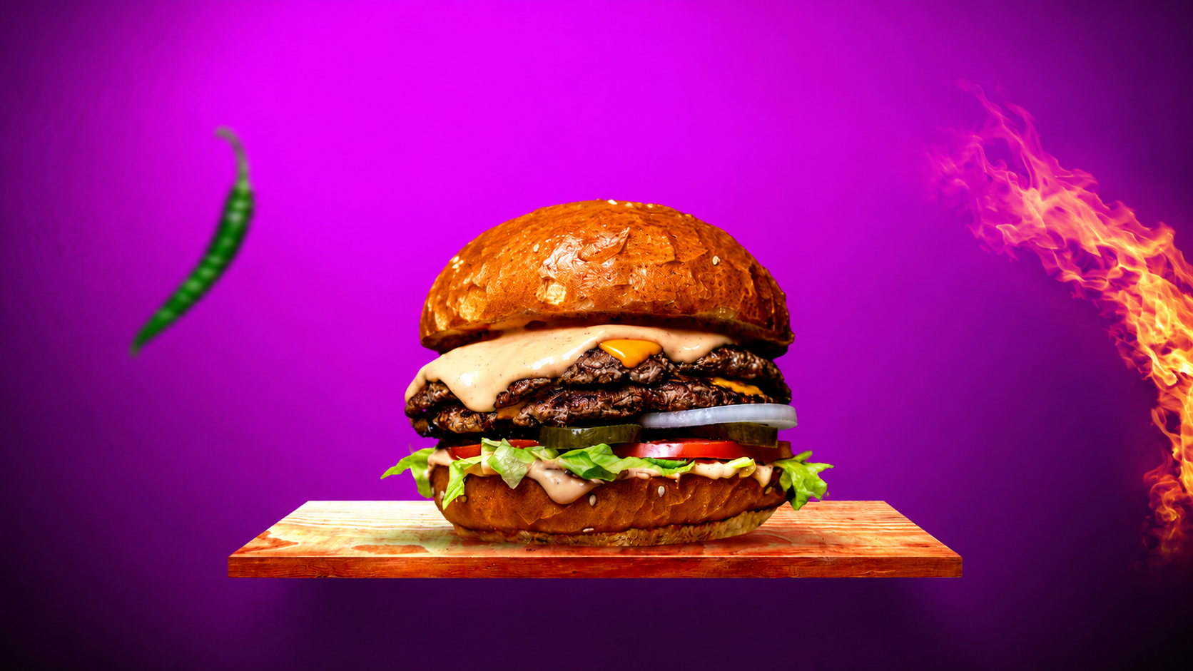 Explosión de sabor hamburguesa con fuego